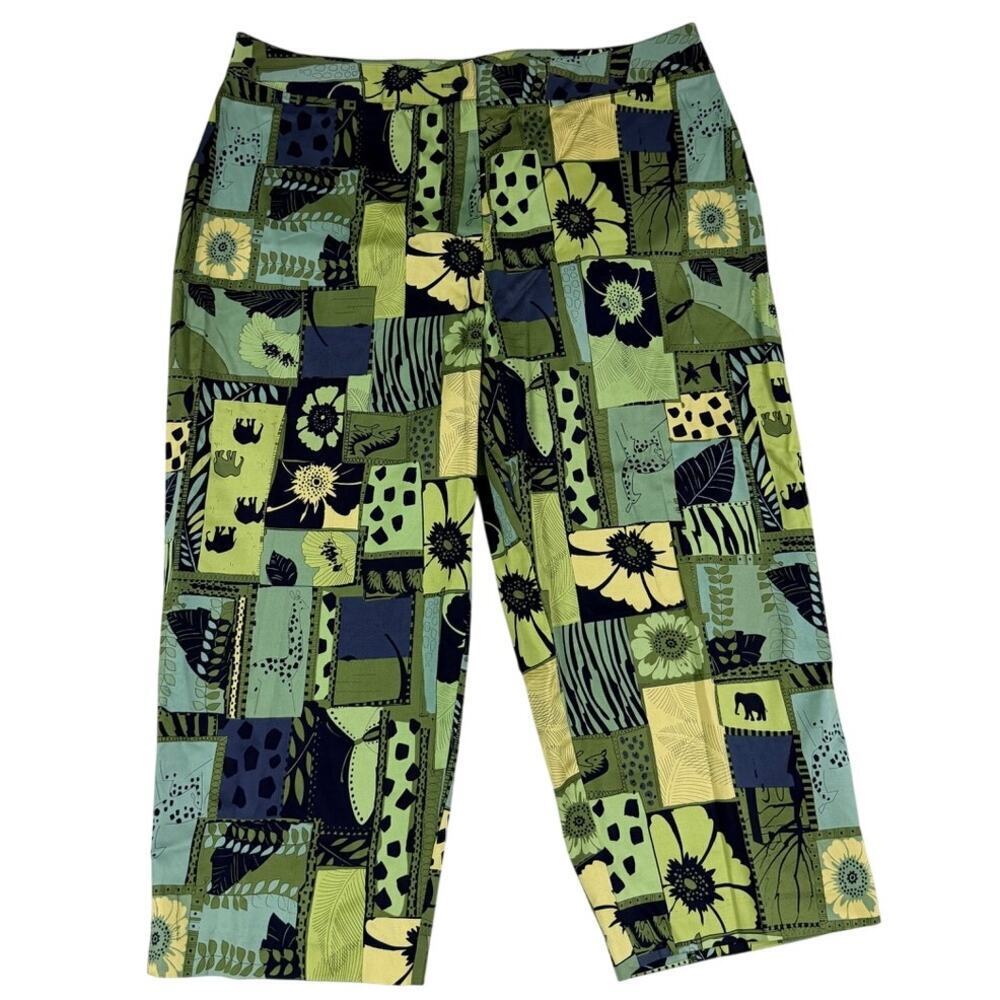 Bette&Court Apple Green Patchwork Capri Pants Size 18 NWT Resort Garden Print